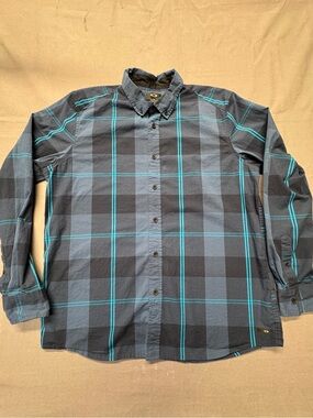 Oakley Flannel Shirt Mens Large Custom Fit Blue Plaid Cotton G25
